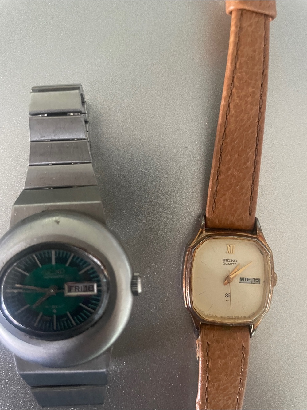 VTG Seiko pair Quartz Gold-Tone and Stainless GUC